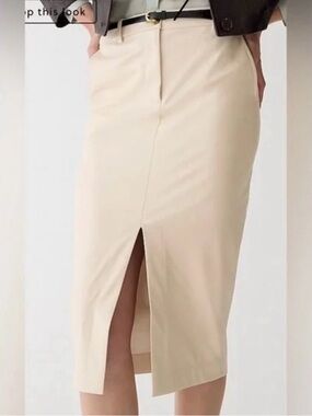 J. Crew NWT faux leather slim skirt, cream, size 12